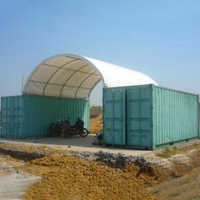 Abri pour conteneurs industriels 33x20 pieds (10m x 6m) avec dôme, structure en acier galvanisé et couverture en PVC pour entrepôt de stockage