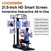 Salle de sport intelligente tout-en-un SR avec écran HD 21,5 pouces, entraîneur à câble, cours de fitness gratuits, entraînement complet du corps, en alliage d'aluminium et d'acier