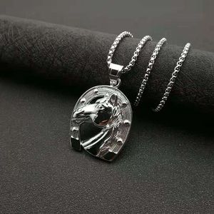 Yunnique – collier avec pendentif tête de cheval en acier inoxydable, couleur or et argent, bijoux unisexes à la mode, design du zodiaque animal - Product Image 3