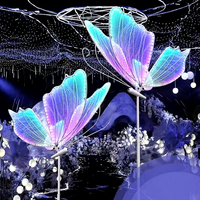 Lampe sur pied papillon de mariage, luminaire suspendu LED luxueux, commande par bouton, décoration, alimentation solaire ou secteur, hauteur réglable, indice de protection IP54