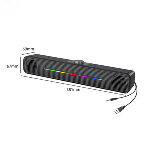 Barre de son TV avec haut-parleur RGB filaire, câble USB pour PC portable et ordinateur de bureau, petite barre de son multimédia lumineuse, caisson de basses - Product Image 6
