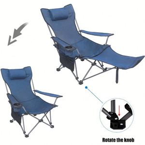 Chaise de plage pliante multifonctionnelle 2 en 1 en tissu Oxford 600D avec repose-pieds - Product Image 1