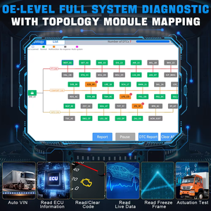 Outil de diagnostic pour camions lourds XTOOL D9HD, scanner complet du système avec programmation de clés topologiques, 45 services pour voitures 12V et camions 24V - Product Image 4