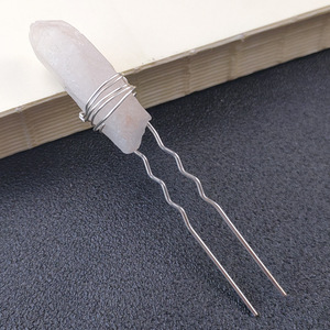 Nueva Horquilla de Cuarzo <span class=keywords><strong>Arua</strong></span> de Cristal Transparente con Acabado Rústico y Elegante, Columna de Cristal, Accesorios para el Cabello con Puntas de Piedras Curativas - Product Image 3