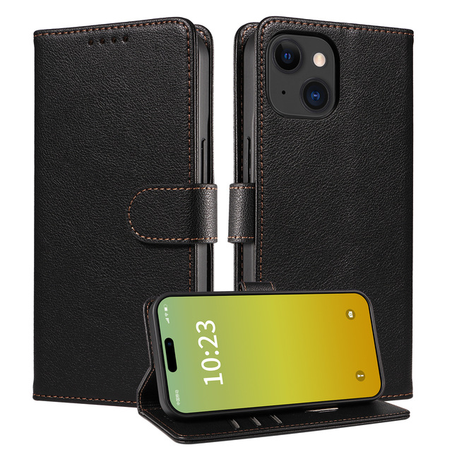 For iPhone 15 Pro Max Wallet Leather Flip Case With Card Holders RFID Blocking Kickstand Shockproof TPU Inner Phone Case Cover