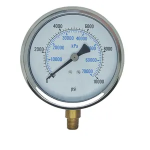 Glycerin Baja Tahan Karat 2-1/2 "Dial 1/4" NPT 0/20bar 300psi Manometer