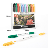 MOBEE P-687 12 couleurs double pointe Fineliner dessin marqueur ensemble à base d'eau Outliner stylo pour croquis et illustration