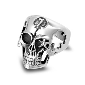 Skull <b>Ring</b> <b>Titanium</b> Steel Hollow Star Shape Men's Halloween Jewelry SA865 - Product Image 1