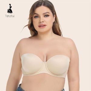 Sujetador sin tirantes YZ 2026 para mujer, con ligera forro, para busto grande, antideslizante, con aros, cobertura total, talla grande - Product Image 1