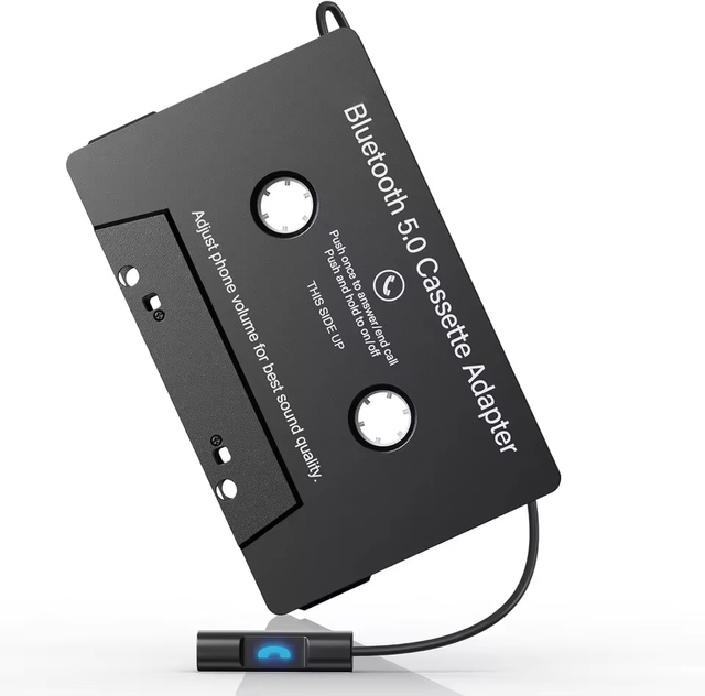 5.0 Car Audio Aux Adapter with Microphone 6H Music Time Standby Smartphone Cassette Converter Compatible MP3 Format Music Time