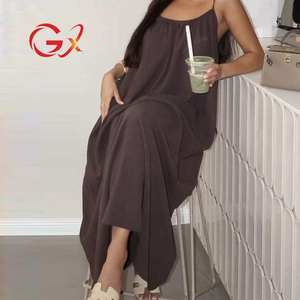 GX5188 <span class=keywords><strong>Robe</strong></span> <span class=keywords><strong>longue</strong></span> maxi élégante et sexy pour femme, style dos nu, sans manches, coupe ample, collection été - Product Image 1