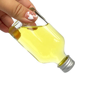 Mini bouteille en verre plat de 50ml bouteilles en verre de whisky d'alcool transparent avec couvercle en métal - Product Image 4