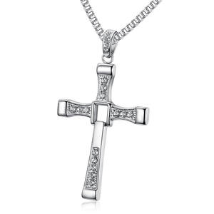 Collier en acier inoxydable 316 avec croix en zircon, bijoux inspirés du <span class=keywords><strong>film</strong></span> Fast and Furious, pendentif croix de Dominic Toretto, collier pour homme - Product Image 6