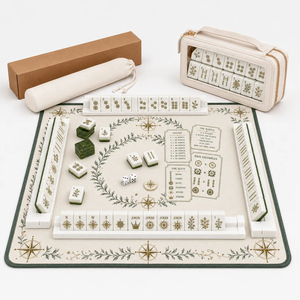 Luxury Forest Green Laurel Wreath Mahjong Table Mat Noise Reduction Neoprene Game Play Mat with Travel Bag for <b>Gifts</b> - Product Image 3