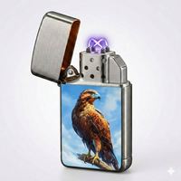 Briquet électrique rechargeable Falcon X Type-C en métal carré, résistant au vent, sans flamme, pour usage quotidien et bars.