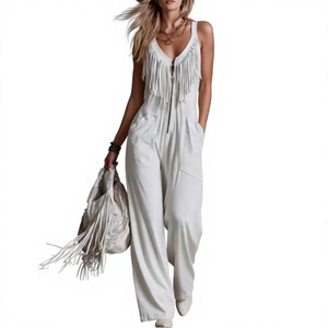 Nuevo 2026 para Marca Privada: Blusa sin Mangas con Cuello en V, Estilo Casual Chic Europeo/Americano, con Cierre y <span class=keywords><strong>Flecos</strong></span>, de Poliéster - Product Image 1