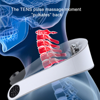 PAKISS Masseur de cou électrique intelligent sans fil 10 modes 4 niveaux avec chauffage EMS, traction cervicale, batterie 1000 mAh, 15 minutes d'autonomie