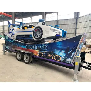 Amusement Park Carousel Rides Wholesale Price Kids Mobile Carnival Portable Trailer Rides Crazy Flying Car Trailer Mounted Amusement Rides