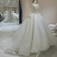 DW0071 élégante robe de bal pailletée robe de mariée moderne pour Offre Spéciale de mariée grande taille avec dentelle complète et train chapelle