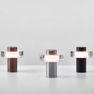 Lámpara de Mesa de Vidrio Burbuja Estilo Mid-Century en Oferta, Base de Hierro y Acero Inoxidable, Lámpara de Escritorio LED de Diseño para Decoración de Dormitorio u Hotel - Product Image 2