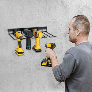 Support mural pour outils électriques à main, en métal, robuste, 4 emplacements pour perceuse, entièrement assemblé, étagère de rangement sans fil - Product Image 2