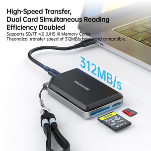 Lector <span class=keywords><strong>de</strong></span> Tarjetas CF/SD/TF Todo en Uno FEIXUAN <span class=keywords><strong>de</strong></span> 10 Gbps Ultra Rápido, <span class=keywords><strong>Lectura</strong></span> Simultánea <span class=keywords><strong>de</strong></span> Dos Tarjetas + Estuche <span class=keywords><strong>de</strong></span> Almacenamiento para 8 Tarjetas Tipo-C - Product Image 2