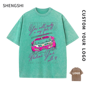 T-shirt de l'équipe Shengshi personnalisé 320g lavage de vêtement rétro surdimensionné col rond Gym doux pour impression personnalisée t-shirt en gros en cours d'exécution pour adultes - Product Image 1