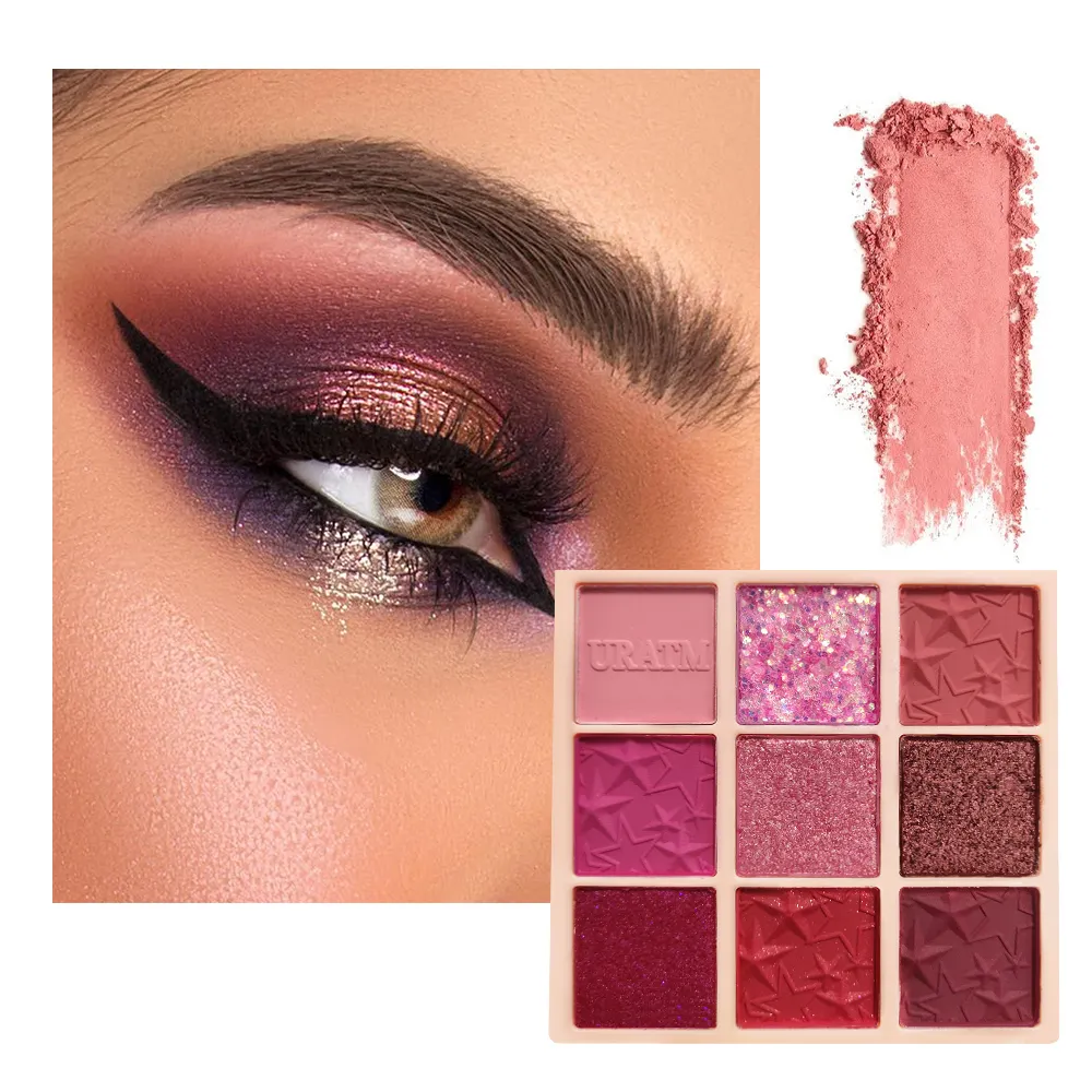 Paleta de sombras para maquiagem profissional de base de maquiagem de marca própria de luxo com 9 cores