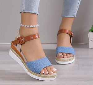 Sandali africani di <span class=keywords><strong>grande</strong></span> <span class=keywords><strong>taglia</strong></span> alla moda da <span class=keywords><strong>donna</strong></span> con zeppa estiva tacco bocca di pesce Casual plateau da <span class=keywords><strong>donna</strong></span> <span class=keywords><strong>scarpe</strong></span> romane sandali da <span class=keywords><strong>donna</strong></span> - Product Image 4