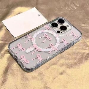 Funda Magnética Acrílica para Teléfono con Lazo Rosa y Azul para iPhone 16 Plus 15 14 16 Pro 13 12 11 Pro Max, Protección Completa para el Cuerpo - Product Image 4