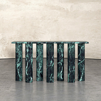 Table console en marbre Rosso Levanto de forme arquée, design personnalisé KUMUSI - Style rétro, facile à nettoyer, pour salon, hôtel et villa