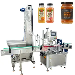 Automatische Plastikkappen-Schneckenverschlussmaschine Lebensmittelmarmelade Honig-Glas-Glasverschlussmaschine
