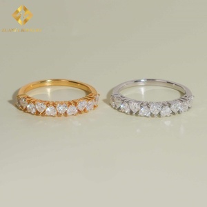 Prix de gros, bijoux fins pour femmes, demi-alliance en diamant, argent sterling, coupe cœur fantaisie, bagues de fiançailles en moissanite - Product Image 2