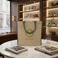 Sacs de courses en jute laminé de luxe et de haute qualité, avec poignée supérieure, de taille moyenne et à isolation hydrofuge