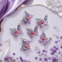 Pendentif Papillon Fraise Lumineux Scintillant Double Couche en Résine 3x3.7cm Qijun pour Bijoux DIY