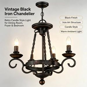 Lampadario Rustico Ovale in Ferro Battuto <span class=keywords><strong>a</strong></span> <span class=keywords><strong>3</strong></span> Luci, Stile Vintage con Motivo <span class=keywords><strong>a</strong></span> Spirale, Finitura Scura Forgiata, per Sala da Pranzo, Villa, Stile Rustico/Country - Product Image 2