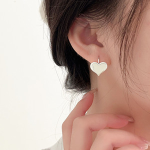 S925 Sterling Silver Heart Shape Drop <b>Earrings</b> For Women Everyday Wear White Color <b>Fine</b> Dangle <b>Earrings</b> - Product Image 1