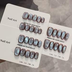 Lunanail Nouveaux Ongles Press-on Scintillants en ABS Effet Œil de Chat <span class=keywords><strong>Blanc</strong></span> Premium Starlight Couverture Complète Longue Durée Luxe Pré-conçus Courts - Product Image 3