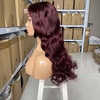 Perruque Bob Lace 5x5 15A Body Wave Bourgogne pour Femme, Perruque Frontale en Dentelle Haute Définition 5x5 300% sans Colle Pré-épilée