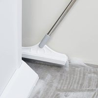 Brosse de nettoyage 2 en 1 en microfibre réglable en forme de V avec manche long pour raclette de sol de cuisine et de salle de bain