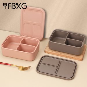 Sản phẩm hot Silicone Bento Hộp Ăn Trưa hình chữ nhật <span class=keywords><strong>container</strong></span> với có thể tháo rời ngăn cho trẻ em người lớn BPA free - Product Image 2