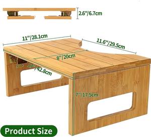 เก้าอี้กระโถนน้ำไม้ไผ่กันน้ำพับได้สำหรับใช้ในห้องน้ำปรับได้พร้อมที่วางเท้ากันลื่น - Product Image 2