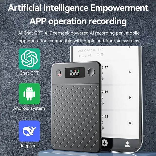 AI Voice Recorder ChatGPT Smart Transcription Summarization Translation MP3 Model A3 USB Plastic for Lecture Meetings