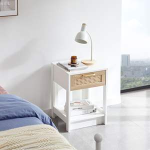 DB 15.75\" Modern Nightstand Rattan End Table with Drawer Versatile <b>Side</b> Table <b>for</b> Bedroom or <b>Living</b> <b>Room</b> - Product Image 1