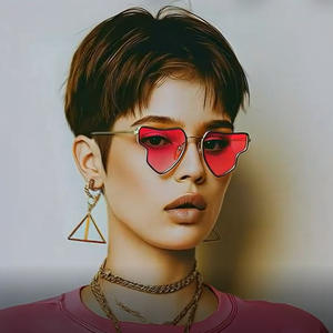 Lunettes de soleil pour femmes de style européen, verres PC UV400, monture noire, mode Instagram, streetwear, origine Taizhou HRH-3759 - Product Image 1