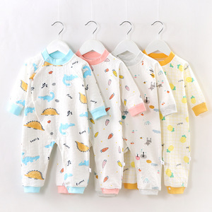 도매 뜨거운 가을 따뜻한 면 버튼 다운 아기 만화 인쇄 신생아 소년 소녀 아기 장난 꾸러기 세트 - Product Image 1