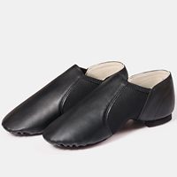 Sepatu Dansa Jazz Dynadans Slip On Kulit PU Sol Karet Datar Unisex untuk Anak-anak