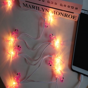 Cable de Carga para Teléfono con Luces LED de Navidad con Diseño de Flamenco, 8 LED Blancos Cálidos, Cable de Datos USB de 4 pies para iPhone/Android/Tipo-C, Universal para las Fiestas - Product Image 3