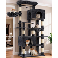 Arbre à chat robuste multi-niveaux avec base extra large, 10 poteaux à gratter, 2 condos et 2 hamacs