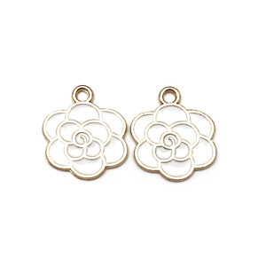 Breloques florales en alliage de zinc, pendentifs en émail noir, rouge, blanc, rose, accessoires de bijoux DIY pour porte-clés, cadeaux pour téléphone portable, unisexe - Product Image 3